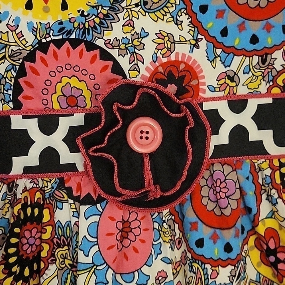 3/$30 Ann LOREN Floral Multi-print Bow Tie Back Dress Size 6 - Picture 4 of 9